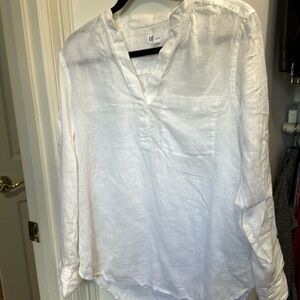 NWT gap linens long sleeve tunic white sz small